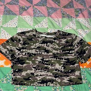 SKIMS Camo Crop Top - Green and Brown
